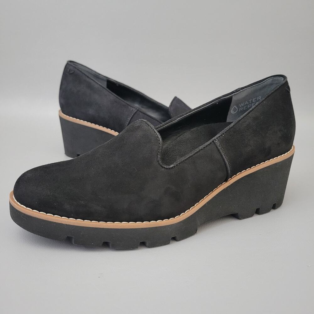 Vionic Willa Wedge Black Suede Loafer Womens Comfort Shoes Size 8.5